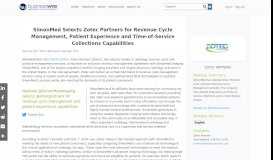 
							         SimonMed Selects Zotec Partners for Revenue Cycle ... - Business Wire								  
							    