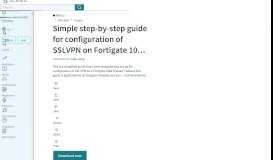 
							         Simple step-by-step guide for configuration of SSLVPN on Fortigate ...								  
							    