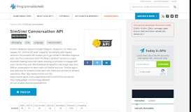 
							         SimSimi Conversation API | ProgrammableWeb								  
							    