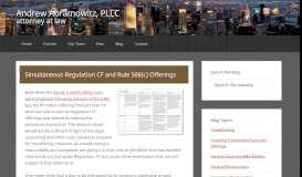 
							         Simultaneous Regulation CF and Rule 506(c) Offerings | Andrew ...								  
							    