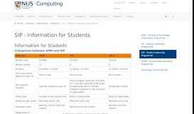 
							         SIP - Information for Students - NUS Computing								  
							    