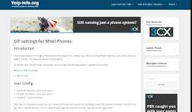 
							         SIP settings for Mitel Phones - VoIP-Info								  
							    