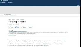 
							         Sir Joseph Banks | British naturalist | Britannica.com								  
							    