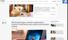
							         SIS Punjab login, student registration, teacher verification and ...								  
							    
