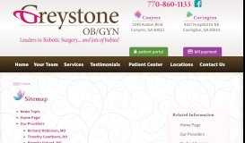 
							         Sitemap - Greystone OB/Gyn								  
							    
