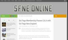 
							         Six Flags Membership Passes Q & A with Six Flags New England ...								  
							    