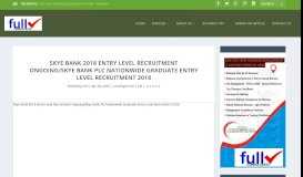 
							         Skye Bank 2018 Entry Level Recruitment Ongoing/Skye Bank Plc ...								  
							    