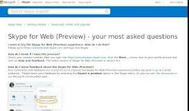 
							         Skype for Web (Preview) - your most asked questions | Skype Support								  
							    