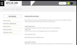 
							         Skyward / Educator Access - Wylie ISD								  
							    