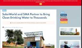 
							         SMA Partners with SolarWorld Bringing Clean Drinking Water to ...								  
							    