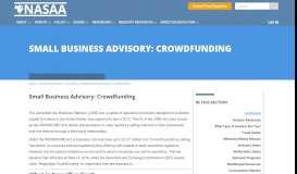 
							         Small Business Advisory: Crowdfunding - NASAA								  
							    