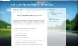 
							         SMSC NextMD Patient Portal Information								  
							    
