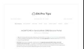 
							         SN Pro Tips — reCAPTCHA in ServiceNow CMS/Service Portal								  
							    