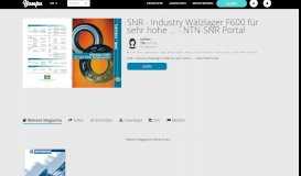 
							         SNR - Industry Wälzlager F600 für sehr hohe ... - NTN-SNR Portal								  
							    