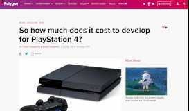 
							         So how much does it cost to develop for PlayStation 4? - Polygon								  
							    