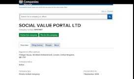 
							         SOCIAL VALUE PORTAL LTD - Overview (free company information ...								  
							    