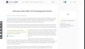 
							         SoftLayer Adds IPMI 2.0 to Management Portal | Business Wire								  
							    