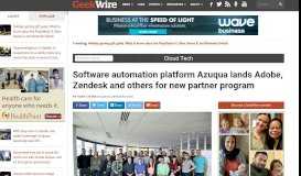 
							         Software automation platform Azuqua lands Adobe, Zendesk and ...								  
							    