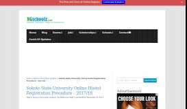 
							         Sokoto State University Online Hostel Registration Procedure - 2017/18								  
							    