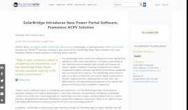 
							         SolarBridge Introduces New Power Portal Software, Frameless ACPV ...								  
							    