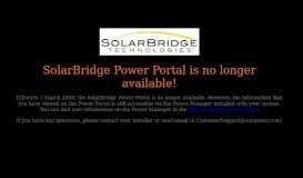 
							         SolarBridge Power Portal is no longer available! Effective 1 March ...								  
							    