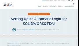 
							         SOLIDWORKS PDM Automatic Login Set Up and Usage								  
							    