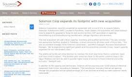 
							         Solomon Corp expands its footprint with new ... - Solomon Corporation								  
							    