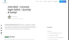 
							         [SOLVED] | Fortnite login failed | Quickly & Easily! - Driver Easy								  
							    