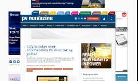 
							         Solytic takes over SolarWorld's PV monitoring portal – pv magazine ...								  
							    