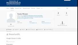 
							         Sonia Munro — University of Huddersfield Research Portal								  
							    
