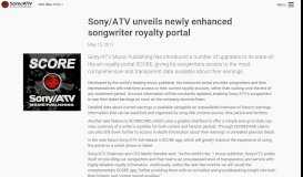 
							         Sony/ATV unveils newly enhanced songwriter royalty portal								  
							    