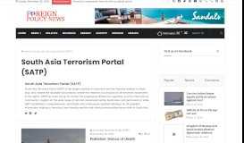 
							         South Asia Terrorism Portal (SATP) - Foreign Policy News								  
							    