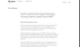 
							         South Carolina Oncology Associates Choose Flatiron Health OncoEMR								  
							    
