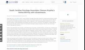 
							         South Carolina Oncology Associates Chooses Kryptiq's Online Bill ...								  
							    