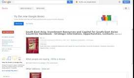 
							         South East Asia: Investment Resources and Capital for South-East ... - Google Books Result								  
							    