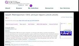 
							         South Metropolitan TAFE annual report [2016-2017] | VOCEDplus, the ...								  
							    