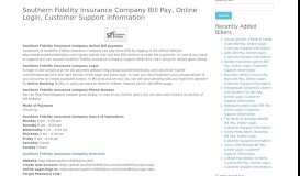 
							         Southern Fidelity Insurance Company Bill Pay, Online Login ...								  
							    