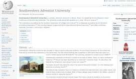 
							         Southwestern Adventist University - Wikipedia								  
							    