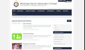 
							         Special Announcements | Wodonga Senior Secondary College								  
							    