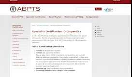 
							         Specialist Certification: Orthopaedics - ABPTS								  
							    