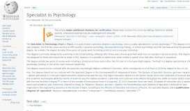 
							         Specialist in Psychology - Wikipedia								  
							    
