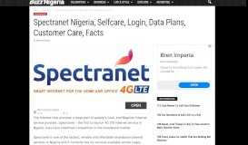 
							         Spectranet Nigeria, Selfcare, Login, Data Plans, Customer Care, Facts								  
							    
