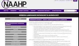 
							         Speech-Language Pathology & Audiology - NAAHP WWW Site								  
							    