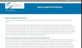 
							         Spine Surgical Procedures - Anesthesia Services, PA								  
							    