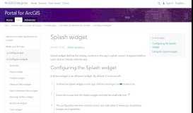 
							         Splash widget - ArcGIS Enterprise - ArcGIS Online								  
							    