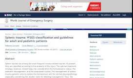 
							         Splenic trauma: WSES classification and guidelines for adult and ...								  
							    