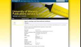 
							         Sport, prestige and international relations - WRAP: Warwick Research ...								  
							    