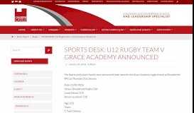 
							         SPORTS DESK: U12 Rugby Team v Grace Academy Announced ...								  
							    