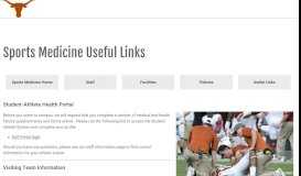 
							         Sports Medicine Useful Links - University of Texas Athletics								  
							    