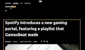 
							         Spotify introduces a new gaming portal, featuring a playlist that ...								  
							    